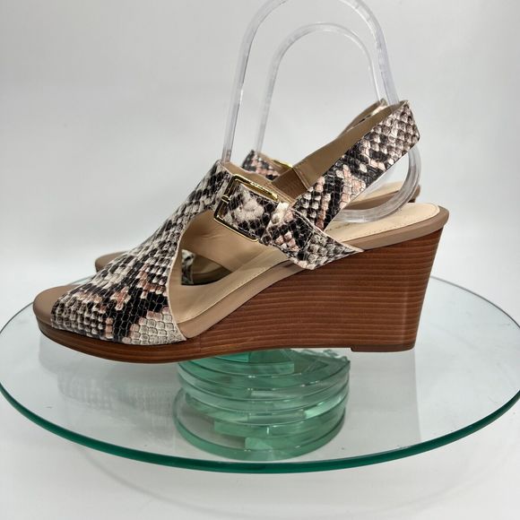 Cole Haan Philomina Sandal 8 B Leather Wedge Python Print - Picture 5 of 9